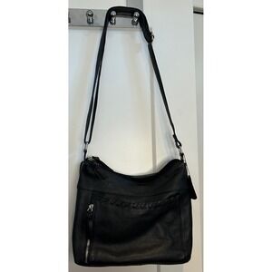 Great American Leather Works Black  Leather Braided Retro Crossbody Bag Purse